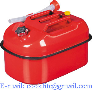 Staal benzine/diesel jerrycan 20 liter rood met schenktuit & ontluchtingsventiel