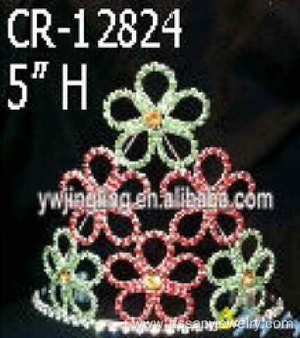 Colored Rhinestone Flower Pageant Crowns Wholesale