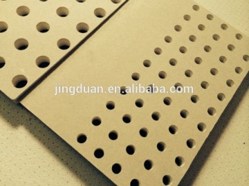 Acoustic perforated gypsum board in ceiling