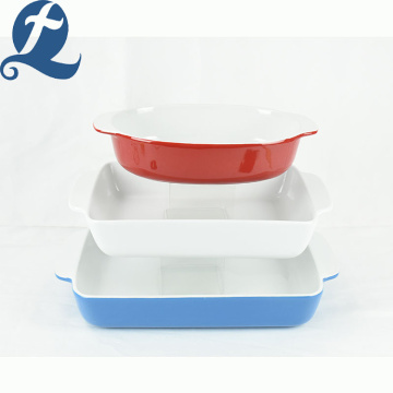 Cooking Ceramic Cake Tray Baking Plate With Handles