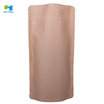 Bolsa Kraft Paper Stand Up Pochette Compostables Sac Protéine Avec Fermeture À Glissière Et Clear Win