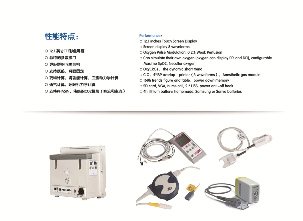 Medical Equipment Multi Parameter Patient Monitor for Hospital