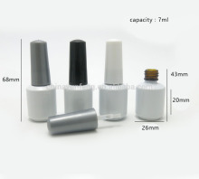 7ML white colored glass bottle with brush caps, small fancy nail polish bottle