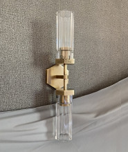 Luxury Brass Crystal Hexagonal Sconce for Bathroom Mirror Side Lighting