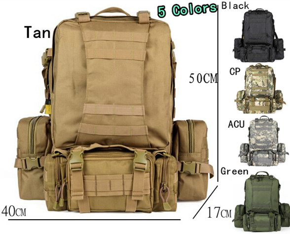 Multifunction Hiking Camping Package Military Bag Backpack Combo Pack for Outdoor Games