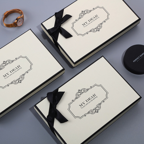 Groothandel luxe witte geschenkpapier doos met deksel aangepaste sieraden verpakkingsdoos: