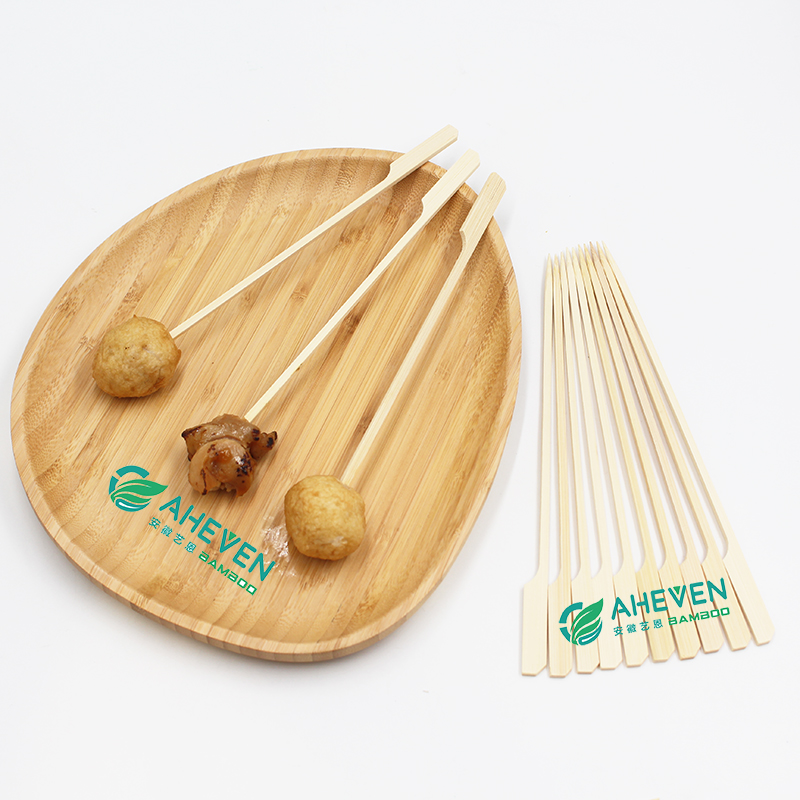 Big Sale Bamboo Paddle Skewers Sticks With Custom Logo on the Handle