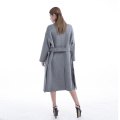 Long grey 100% pure cashmere coat