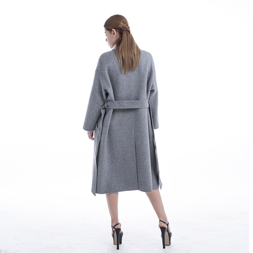 Cappotto lungo in puro cashmere grigio 100%