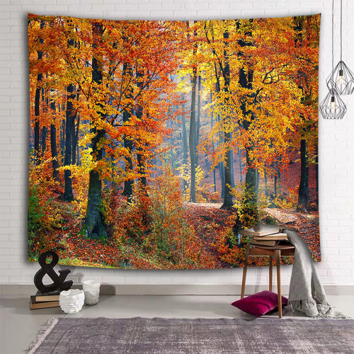 Yellow Leaves Forest Wall Tapestry Natural Landscape Tapestry Wall Hanging for Livingroom Bedroom Dorm Home Decor