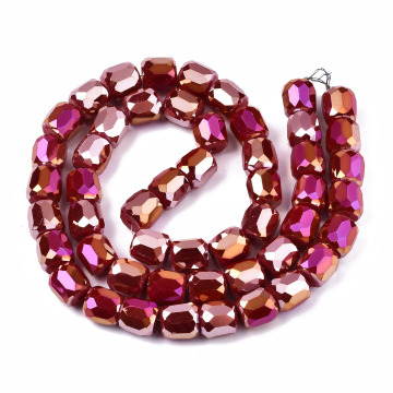 Pandahall 10mm AB Color Plated Faceted Column Opalescent Electroplate Glass Beads