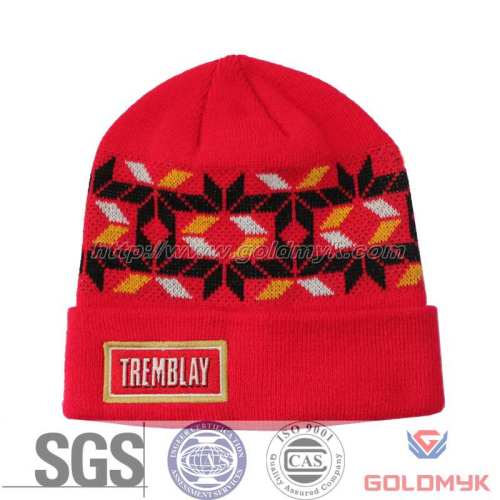 Custom Knitted Hat With Flat Embroidery in 100% Acrylic