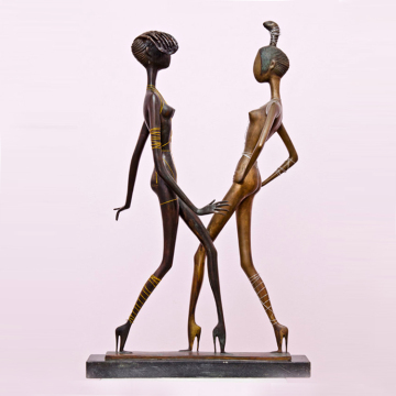 Popular cast bronze naked girl cartoon characters figures for sale