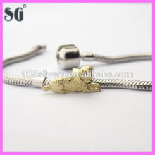 Animal Pet Dog Theme Gold Treatment Silver Charm/Bead fit European charm bracelet