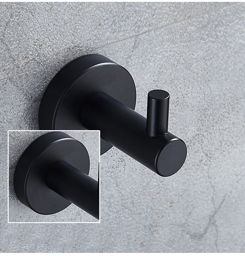 304 Black Hook Wall Hook Towel Hook for Bathroom Stainless Steel Coat Hook