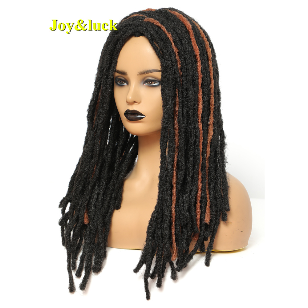 New Crochet Braids Wig Long Straight Dreadlock Black Mix Brown Hair Wigs For Women Or Men Synthetic Braiding Hair Style