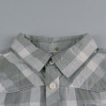 Cotton V-neck  Detached Hat Shirt Gray Check