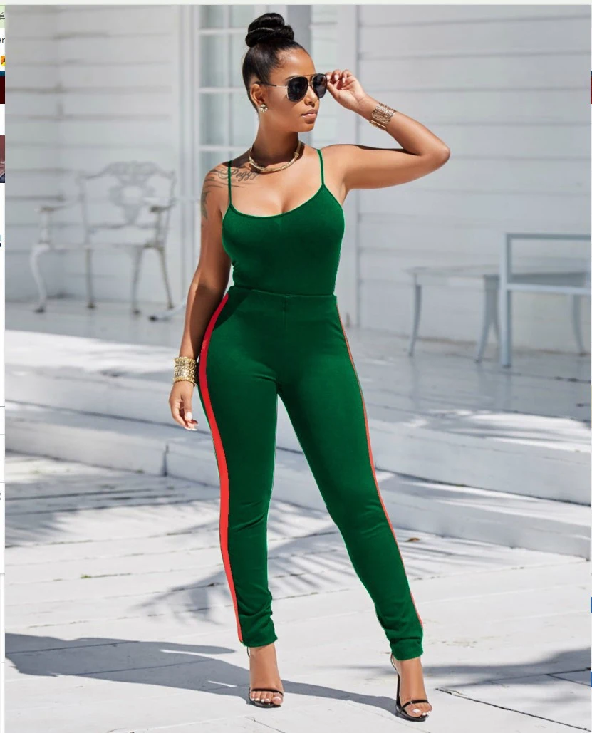 Summer 2021 New Women Clothing Color Matching Halter Jumpsuit