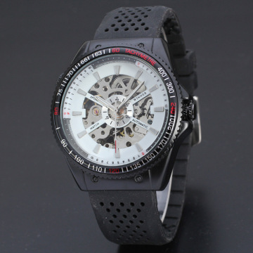 winner dotted silicone band mechanical watch for sport men