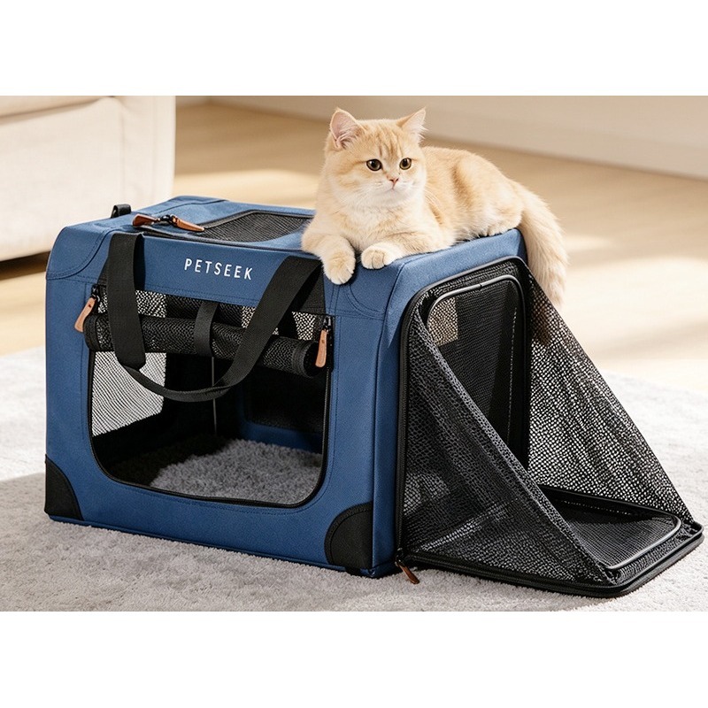 Foldable Oxford Car Dog Crate Expandable Pet Car Seat Travel Carrier
