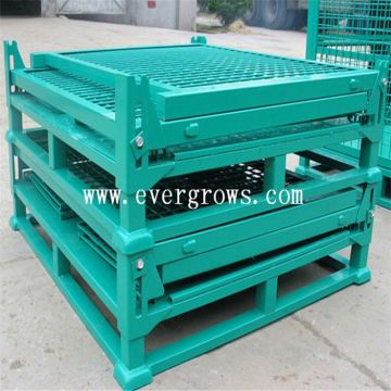 Metal Foldable Storage Cage Box Containers Stillage Stackable Pallet For Warehouse