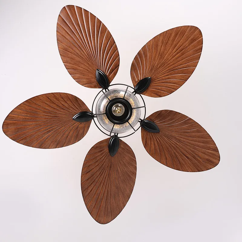 Retro Remote Control Ceiling Fan Lamp for Dining Room