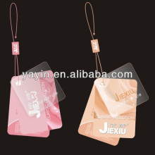 Fancy plastic garment hang tags