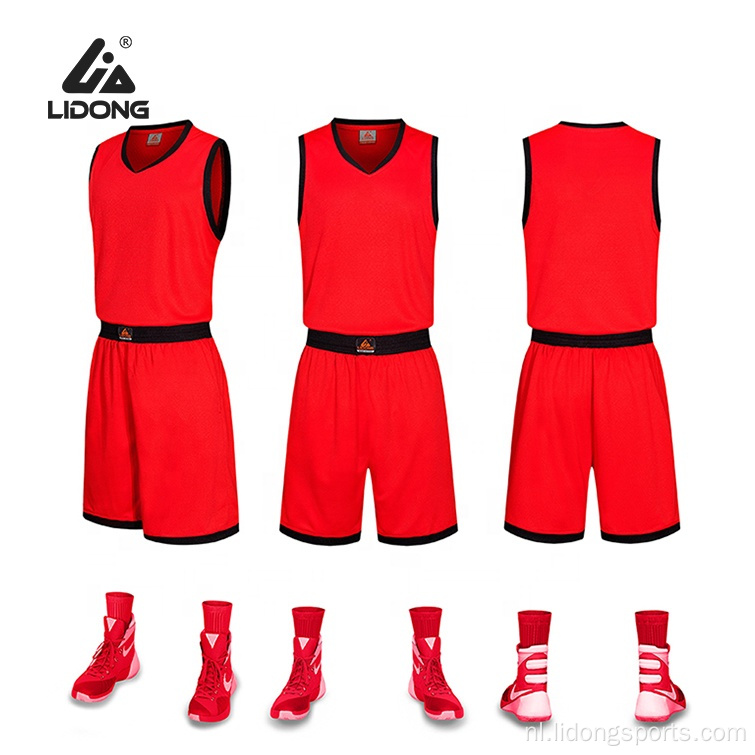 Polyester snel droog college basketball jersey uniform