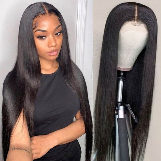 SPARK 4x4 Lace closure Wig Straight Hair Brazilian Virgin Human Hair For Black Women  Pre-Plucked with baby hair