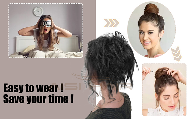 Aisi Hair Donut Natural Black Chignon Curly Bun Pad Chignon Elastic Band Ribbon Ponytail Rope Rubber Hair Extension For Women