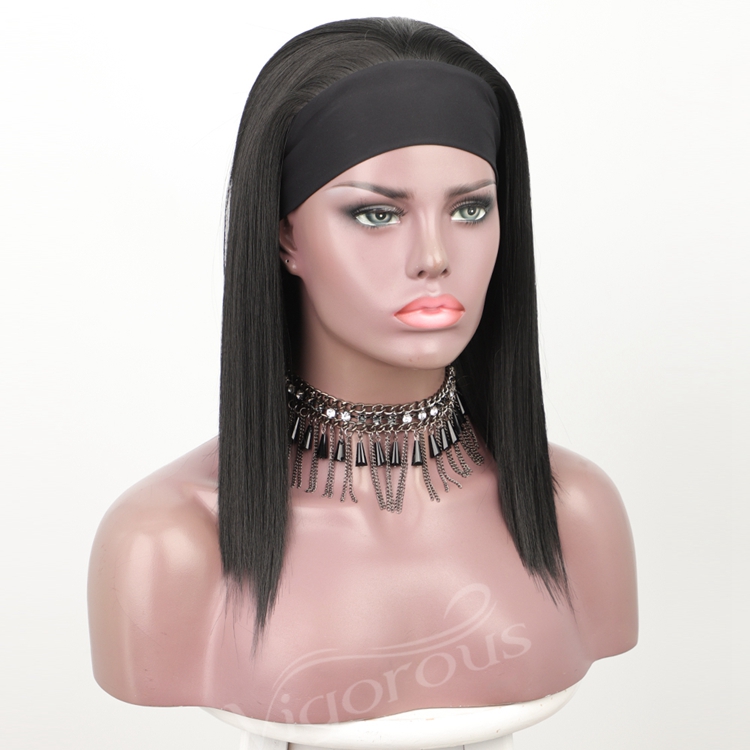 Long Silky Straight Black Head band Wig Synthetic Hair Headband Wigs For Black Women