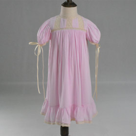 Cap Sleeve Viscose Girls Pink Heirloom Dress