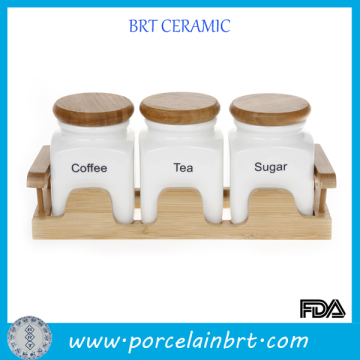 Special custom ceramic canisters with stand