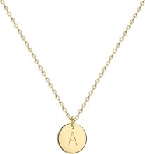 Gold Initial Pendant Necklace Double Side Engraved