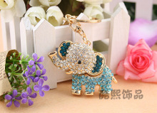 Creative pendant bag hanging accessories crystal elephant Keychain full rhinestone cute elephant key ring best friend gifts