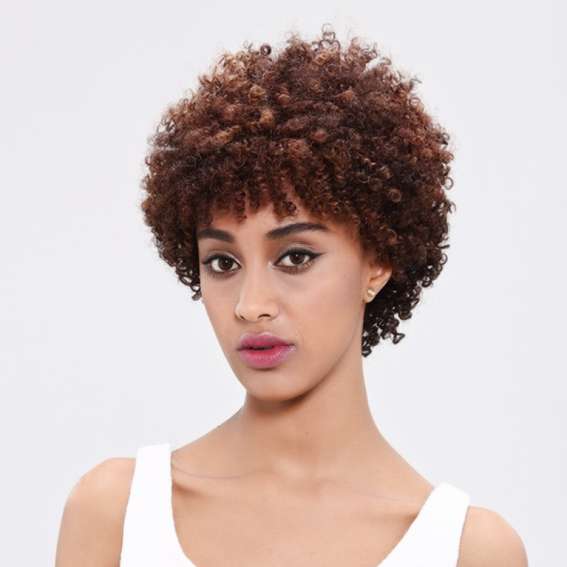 Factory Supplying wigs human hair wholesale weaving Short Remy Hair Afro Kinky Curly Machine Made Human Hair Wig