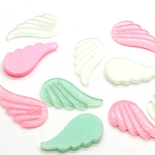 40mm Kawaii Cute Glitter Angel Wings Flatback Resin Cabochon Scrapbooking Embellishment Phone deco DIY Decoration Craft