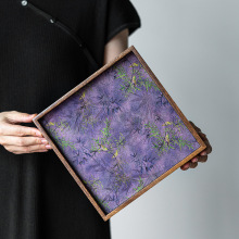 Retro Kung Fu Inspired Antique Walnut Wood Tea Tray Set for Tea & Coffee Utensils