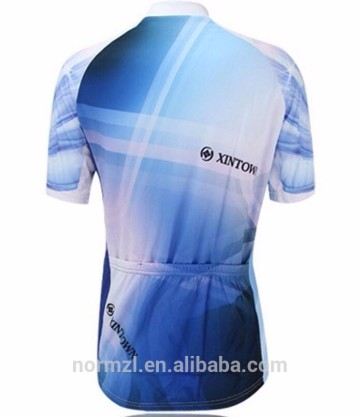 Breathable bicycle wear girls blue cycling jerseys short bike bicycle jerseys