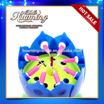 Blue lotus birthday cake candle