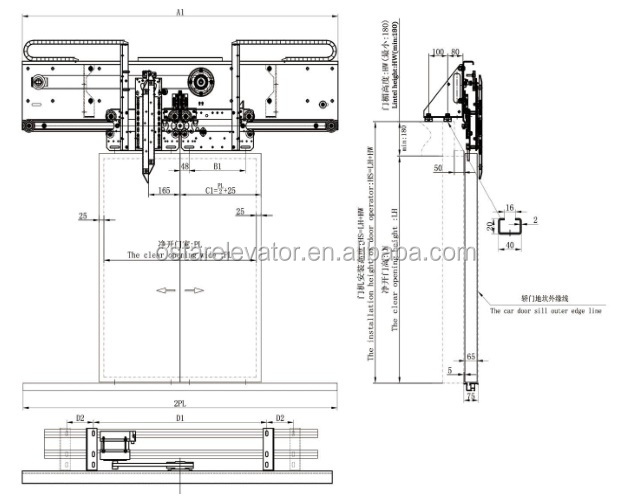 2-panels Side Opening Elevator Automatic Door Operator