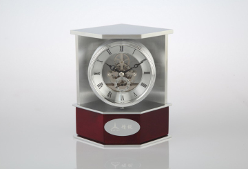 Piano finished wood Swerve Skeleton Clock