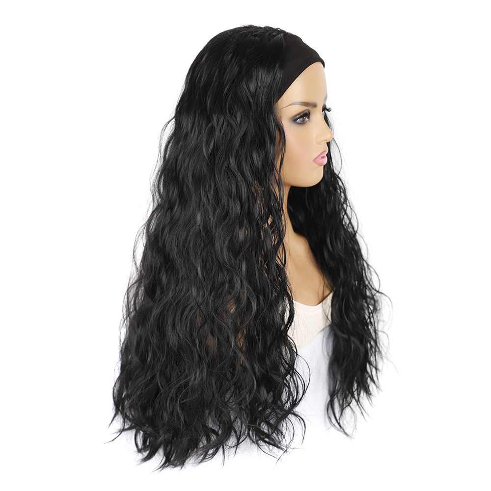 Heat Resistant Synthetic Wavy Curly Wigs With colorful Headband afro wig Long Straight