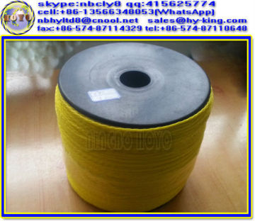 Yellow hollow braided pe ropes , pp hollow braided rope , plait polypropylene rope