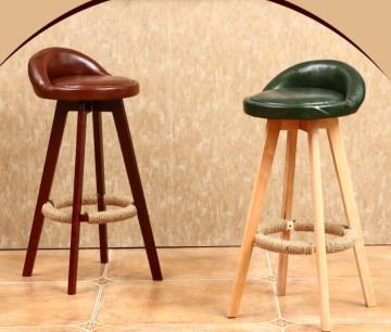 wood bar chair with leather/cloth  round seat