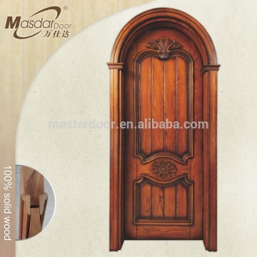 Pre-hung exterior solid teak wood arch door polish color