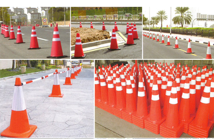750 mm Black Road Warning Cone Colored PVC Plastic Traffic Cone for Safety