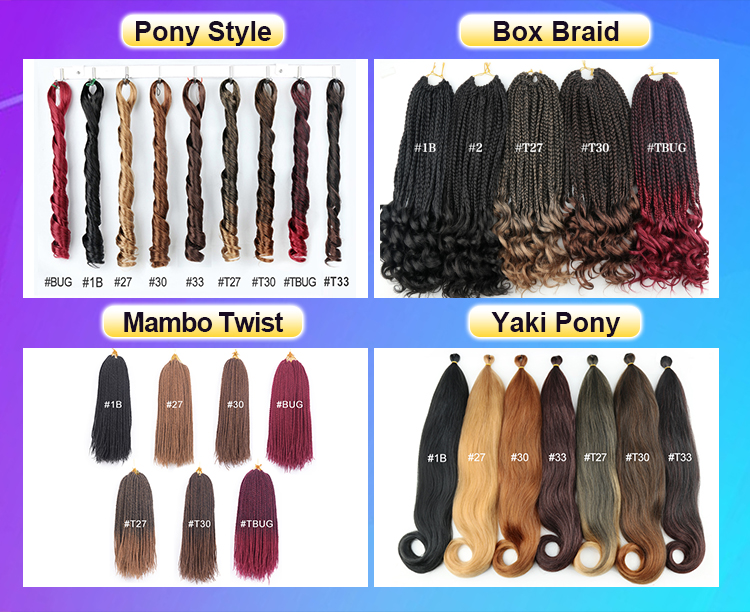 crochet braid hair Free samples xuchang 26" 4 pack ombre braid bulks pre stretched braiding hair