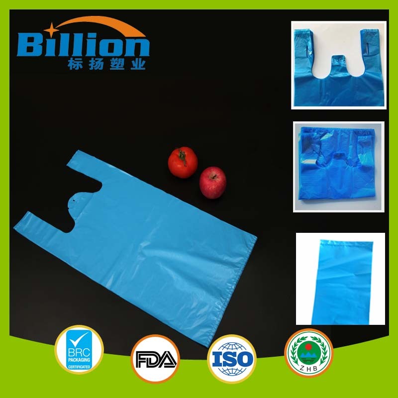 Blue HDPE Vest Bags, Colorful Shopping Bags, Carrier Plastic Bags