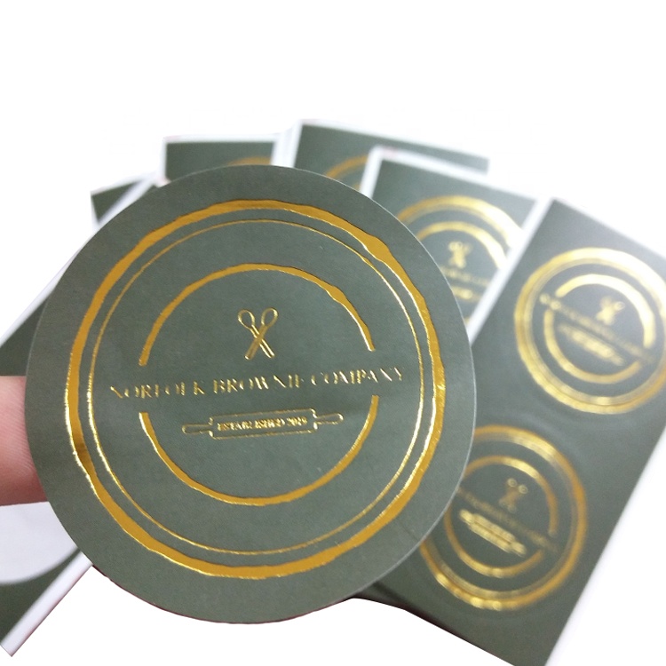 100pcs to start hot stamping gold foiled logo custom design die cut label sticker sheet